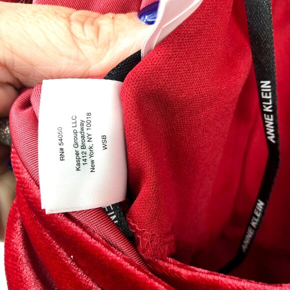 ANNE KLEIN Velvet Wrap Dress Small Titian Red V Neck Pullover Holiday NWT - Picture 12 of 13